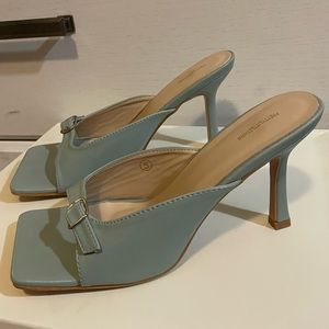 Sage green mule heel